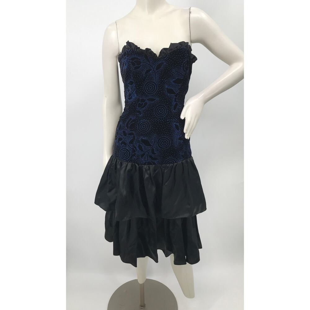 Gunne Sax Jessica McClintock Velvet Satin 90s Vintage Strapless Prom Dress 7